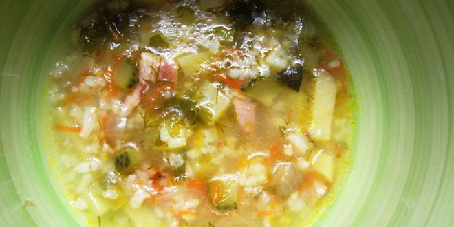 Рецепт Рассольника по-деревенски с курицей