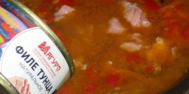 Рецепт рассольника с тунцом