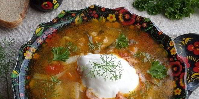 Рецепт рассольника с тунцом