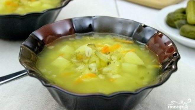 Рецепт вегетарианского рассольника с перловкой