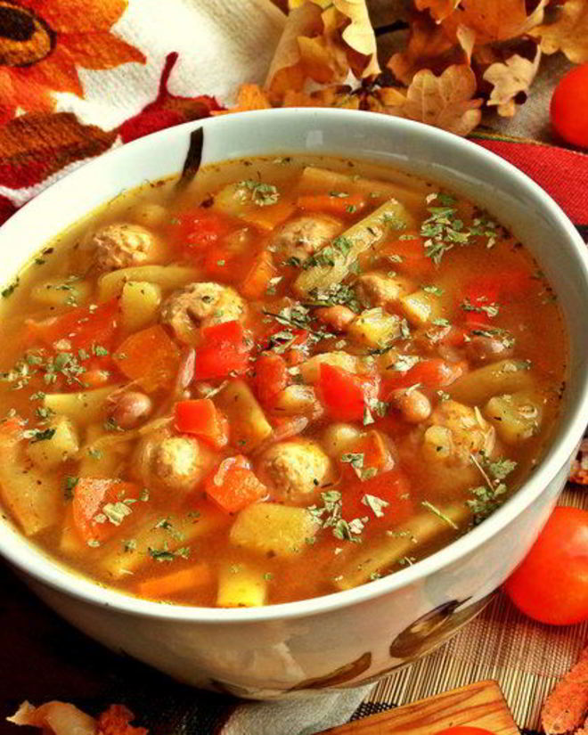 Рецепт щей сборных с фасолью и фрикадельками