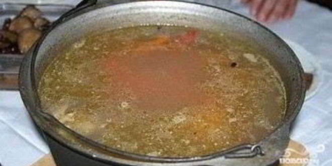 Рецепт шурпы в казане на костре
