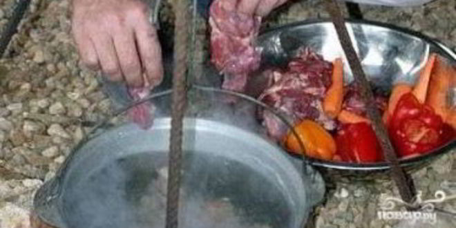 Рецепт шурпы в казане на костре