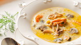 Рецепт Сливочного супа с морепродуктами