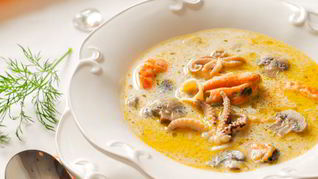 Рецепт Сливочного супа с морепродуктами
