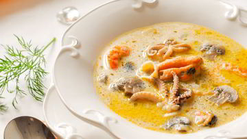 Рецепт Сливочного супа с морепродуктами