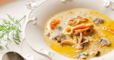 Рецепт Сливочного супа с морепродуктами