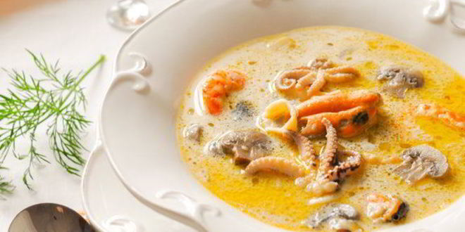 Рецепт сливочного супа с морепродуктами