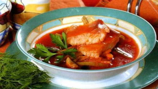 Рецепт рыбной солянки с шампиньонами