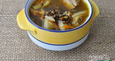 Рецепт Супа из черной чечевицы с индейкой