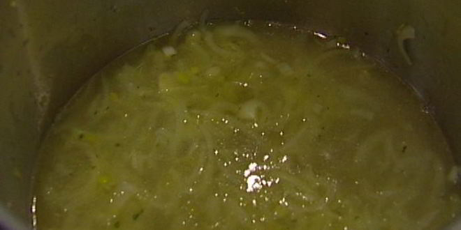 Рецепт семги с супом-пюре из зеленого горошка