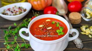 Рецепт Супа-пюре из запеченных перцев с апельсиновым соком