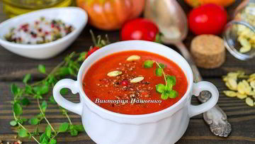 Рецепт Супа-пюре из запеченных перцев с апельсиновым соком