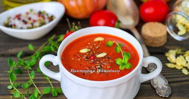 Рецепт Супа-пюре из запеченных перцев с апельсиновым соком