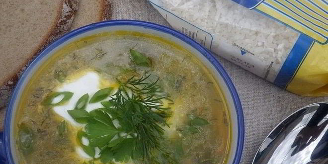 Рецепт супа с рисом, щавелем и фрикадельками