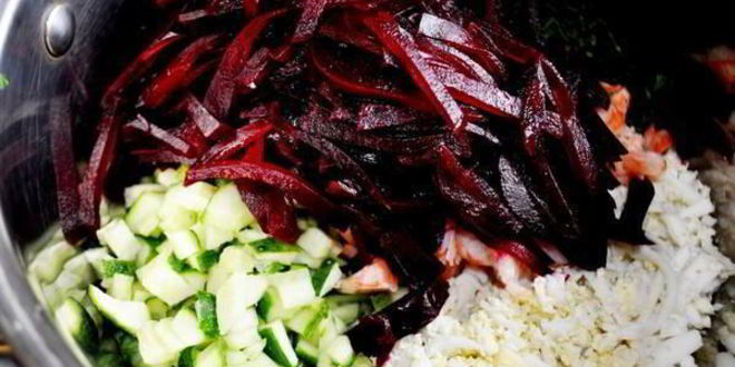 Рецепт холодного свекольника с креветками