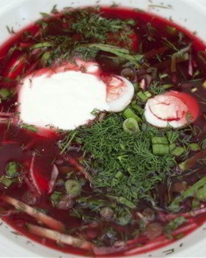 Рецепт свекольника с перепелиными яйцам