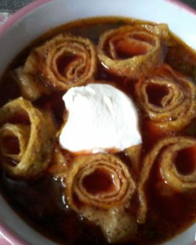 Рецепт свекольника с яичной путанкой