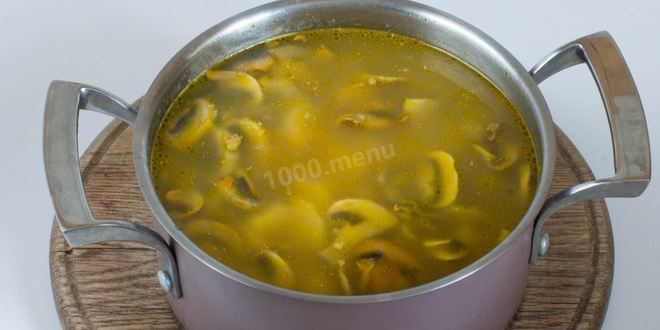 Рецепт сырного грибного супа из шампиньонов