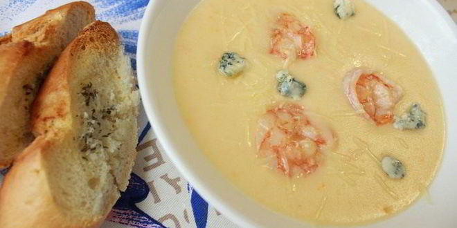 Рецепт сырного крема-супа с креветками