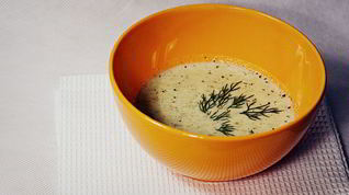 Рецепт Сырного супа-пюре с шампиньонами и зеленой фасолью