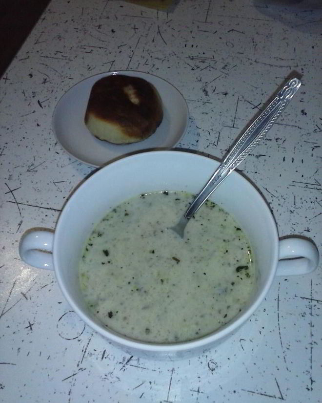 Рецепт сырного супа-пюре с шампиньонами и зеленой фасолью