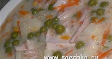 Рецепт Сырного супа с горошком и кукурузой