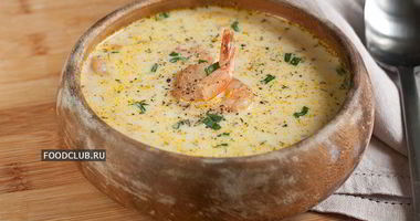 Рецепт Сырного супа с креветками