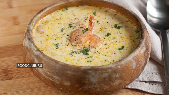 Рецепт сырного супа с креветками