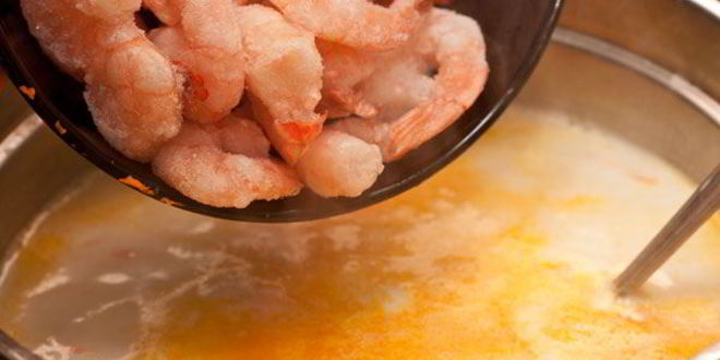 Рецепт сырного супа с креветками