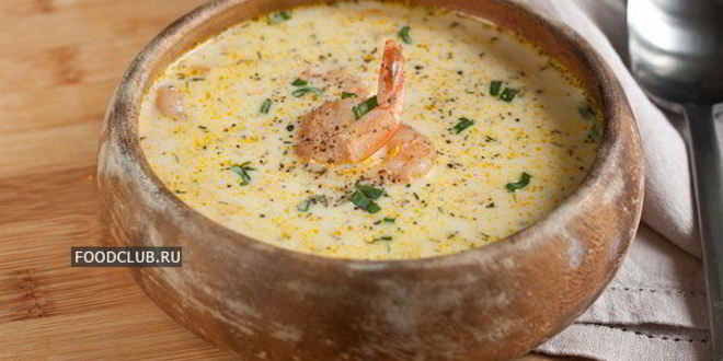 Рецепт сырного супа с креветками