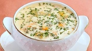 Рецепт Сырного супа с курицей и плавленным сыром и рисом