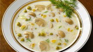 Рецепт Сырного супа с шампиньонами и копченостями