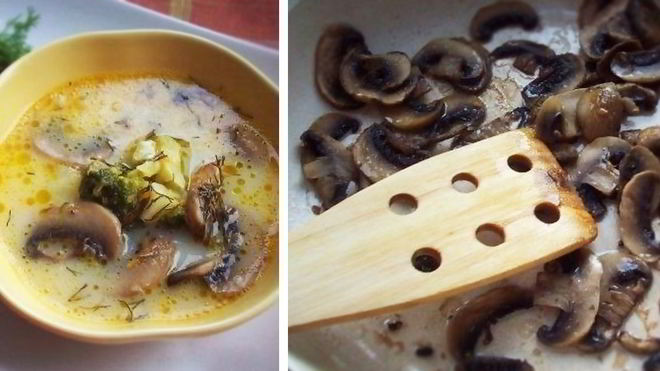 Рецепт сырного супа с шампиньонами