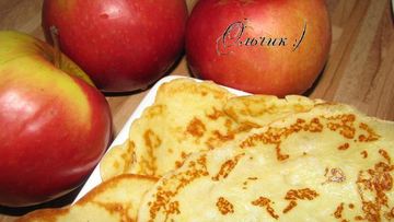 Рецепт Блинчиков на твороге и сливках с яблоком