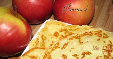 Рецепт Блинчиков на твороге и сливках с яблоком