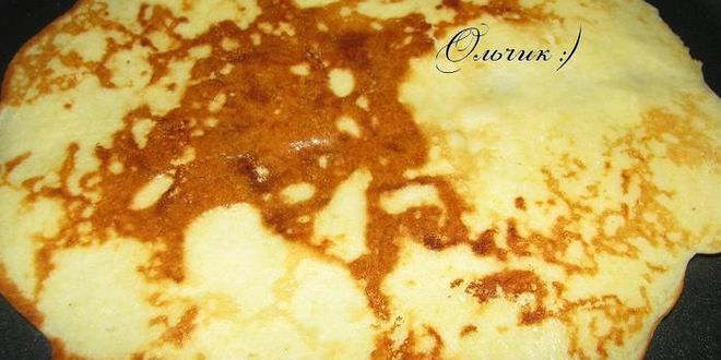 Рецепт блинчиков на твороге и сливках с яблоком