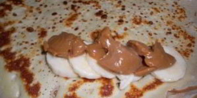 Рецепт блинчиков с бананом и сгущенкой