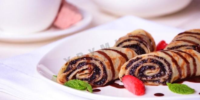 Рецепт блинчиков с маковой начинкой и орехами