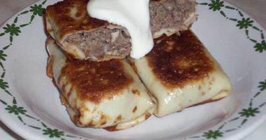 Рецепт Блинчиков с начинкой из куриных потрошков