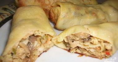 Рецепт Блинов с мясом и грибами