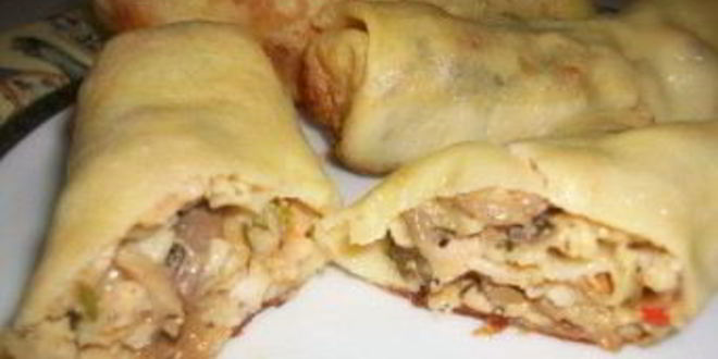 Рецепт блинов с мясом и грибами