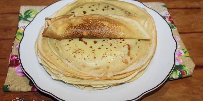 Рецепт блинов с ветчиной и сыром