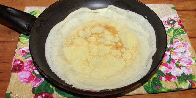 Рецепт блинов с ветчиной и сыром