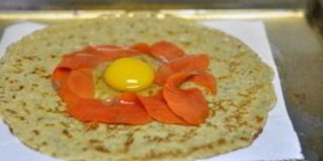 Рецепт ржаных блинов с лососем