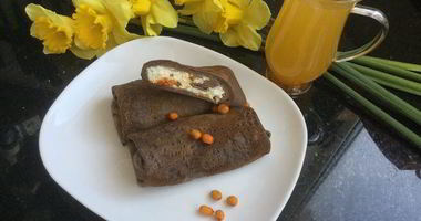 Рецепт Шоколадных блинов с медовой облепихой