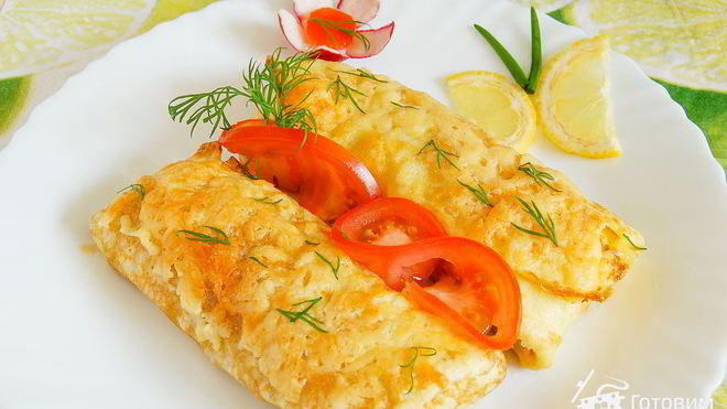 Рецепт яичных блинчиков с курицей и грибами