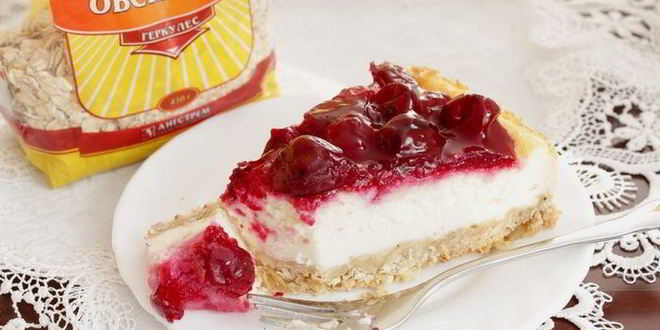 Рецепт чизкейка на овсяной основе с вишней