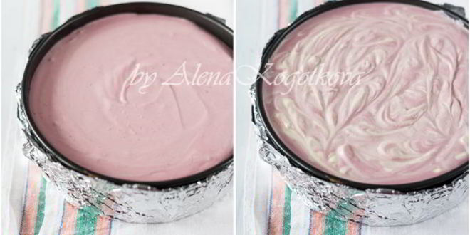 Рецепт мраморного клюквенного чизкейка