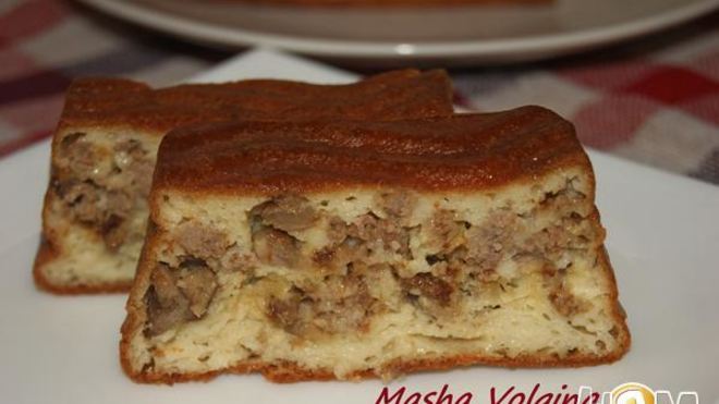 Рецепт заливного кекса с фаршем и грибами